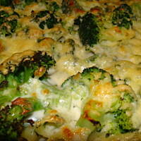 Zapiekanka ze szpinakiem, z "kołderką" serową