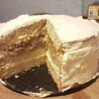 Biszkopt z kremem i masą jabłkową