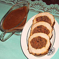 Schab nadziewany mięsem z sosem wg M&Ł