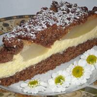 Sernik mokka z gruszkami