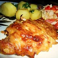 Schab zapiekany z majonezem i ketchupem