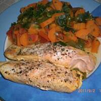 losos duszony na warzywach