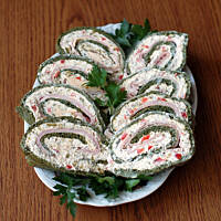 Kolorowe ślimaki szpinakowe z szynką i serem