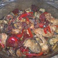 bakłażan z pomidorami (i ew. z mięsem)