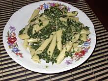 Fot. OwocowaSałateczka, Makaron penne ze szpinakiem i boczkiem