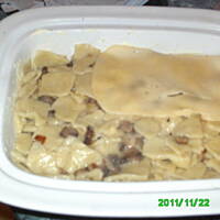 Łazanki zapiekane z pieczarkami