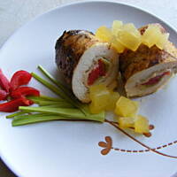 Pierś z makaronem lasagne i słodką cukinią