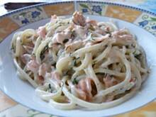 Fot. Anna Z, Spaghetti z wędzonym łososiem