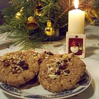 ciasteczka owsiane z polewą miodowo bakaliową.