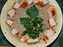 Fot. stokrotkax86, Krem z pieczarek z "grzankami" z indyka zgodny z dietą South Beach