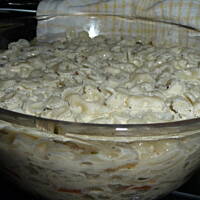 Zapiekanka z makaronem, pieczarkami i marchewka