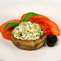 Pieczarki nadziewane serem feta i porem