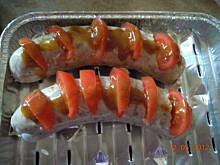 Fot. patysiapysia, Biała kiełbasa polewana słodkim sosem