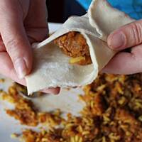 Sakiewki z ryżem i kapustą