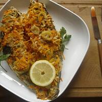 Pieczony dorsz w warzywach