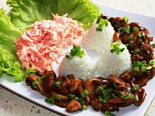 Fot. laleczka20, Ryż pieczarki w sosie i słodka marchewka ze śmietaną i cukrem.