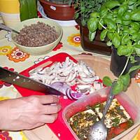 Grillowane bakłażany nadziewane kaszą gryczaną i tofu