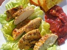 Fot. filonka86, Grillowany kurczak podany z rabarbarowym musem i grillowanymi jabłkami