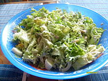 Fot. pwyso, zielona sałata z cebulą i jajkiem