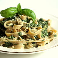 Tagliatelle ze szpinakiem i mascarpone