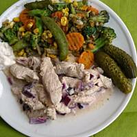 Pierś z indyka w sosie musztardowo-chrzanowym