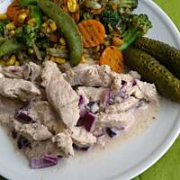 Pierś z indyka w sosie musztardowo-chrzanowym