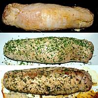 Poledwiczka faszerowana porem i pieczarkami