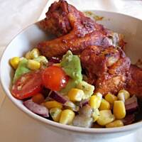 Skrzydełka z kurczaka z salsą z pomidorków koktajlowych