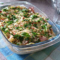 Zapiekane spaghetti z bekonem