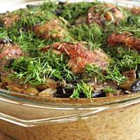 Kurczak zapiekany z ryżem grzybowym.