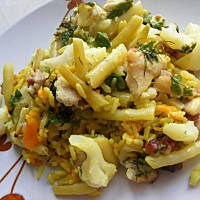 Lekki obiad warzywa ryż mięso