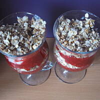 Deser owocowo - jogurtowy z płatkami owsianymi górskimi