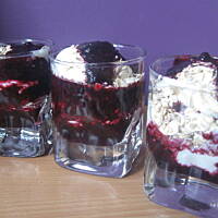 Deser jagodowo - jogurtowy z płatkami owsianymi górskimi