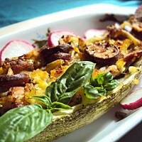 Cukinia faszerowana - z parówkami i serem (twarogiem)