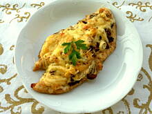 Fot. Barb82, Zapiekana pierś kurczaka z pieczarkami, porem i serem