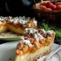 Ciasto graham z budyniem, morelami i kruszonką