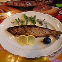 Pstrąg w ziołach z plasterkami cytryny