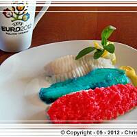 Ryba w trzech smakach z sosem cytrynowo – szafranowym.