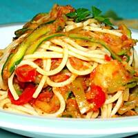 Spghetti z Pesto i Warzywami