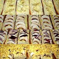 Zapiekanki z serem,cebulą i pieczarkami