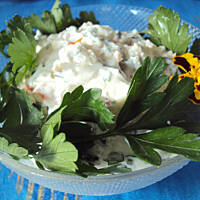 Placki ziemniaczane z dipem (sosem) twarożkowym