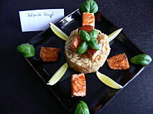 Fot. BernadettaP, Limonkowo- szafranowe risotto z łososiem