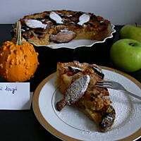 Krucha tarta jabłkowo- śliwkowa z dyniowym kremem