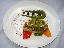 Fot. Mariola1972, Łosoś pod pierzynką z kaszy gryczanej z musem z bakłażana