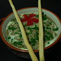 Krem grzybowy z pieczoną papryką