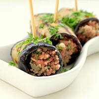 Bakłażanowe roladki z kuskusem i wątróbką