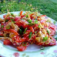 Smażona czerwona papryka z jajkami