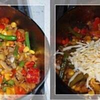 Naleśniki po meksykańsku z sosem czosnkowym.