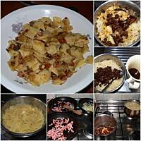 Łazanki z boczkiem i kiełbachą.