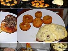 Fot. DZASTI, Kulki ziemniaczane i kotlety z pieczarkami i serem.